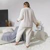 Women's Plush Crew Neck Casual Long Sleeve Top and Pants Set