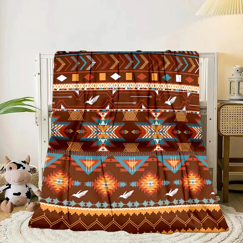Coperta con motivo nativo americano Coperta in flanella per letto, divano, Campeggio, Escursionismo, Essenziali per picnic, regalo per la famiglia Regali per fan