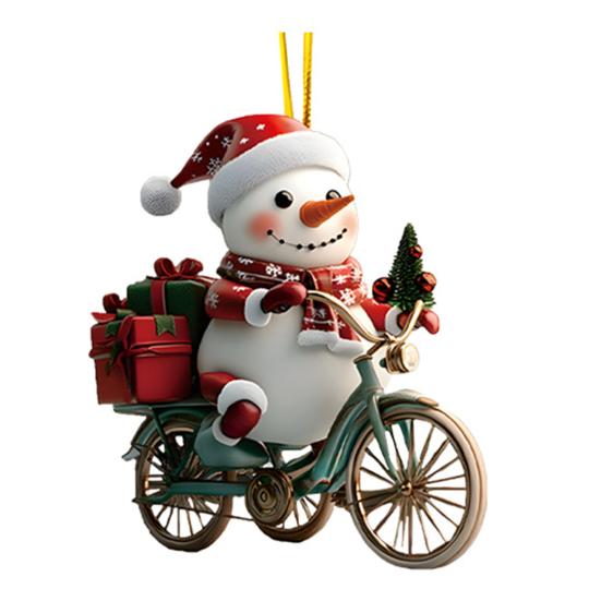 Christmas Ornament 2D Flat Acrylic Santa Claus/Snowman/Puppy Christmas Tree Hanging Ornaments for Holiday Tree Window Wall Decor