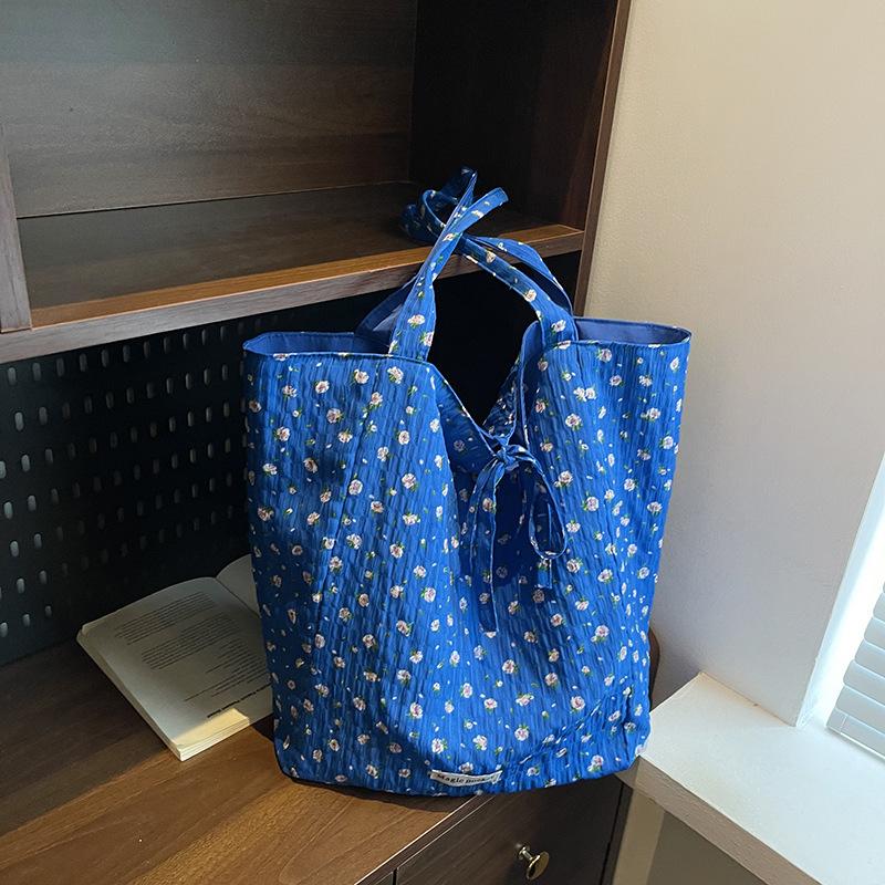 Double-sided Canvas Bag Spring Cotton Floral Canvas Bag Tote Bag Shoulder Handbag Niche Handbag