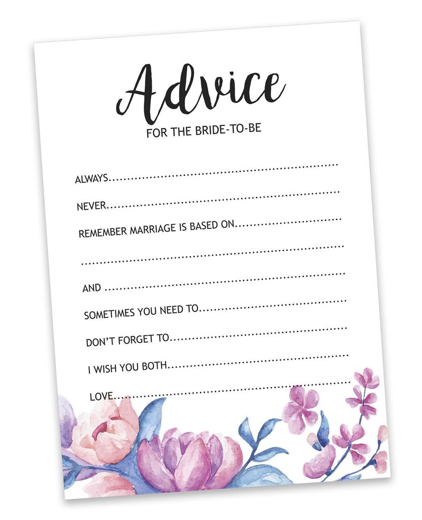 Inkdotpot Advice For The BrideA  CardsA  Set Of 50A  FloralA  Bridal Shower Activity