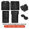 YZ For Tesla New Model Y Juniper 2025 Center Armrest Hidden Storage Box Cup Holder Charger Pad Console Organizer Box Accessories