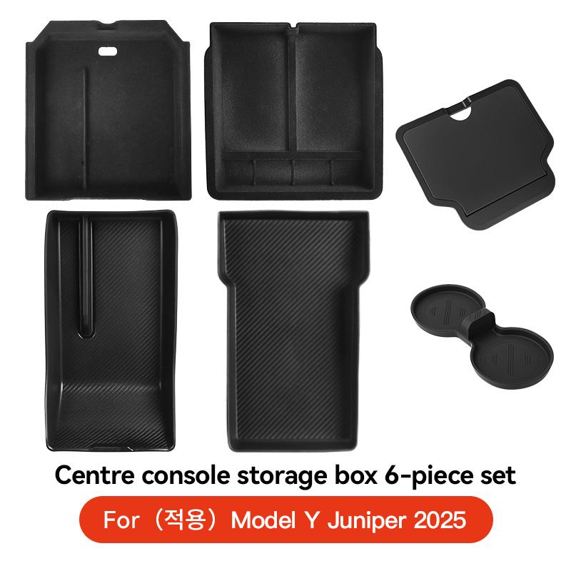 YZ For Tesla New Model Y Juniper 2025 Center Armrest Hidden Storage Box Cup Holder Charger Pad Console Organizer Box Accessories