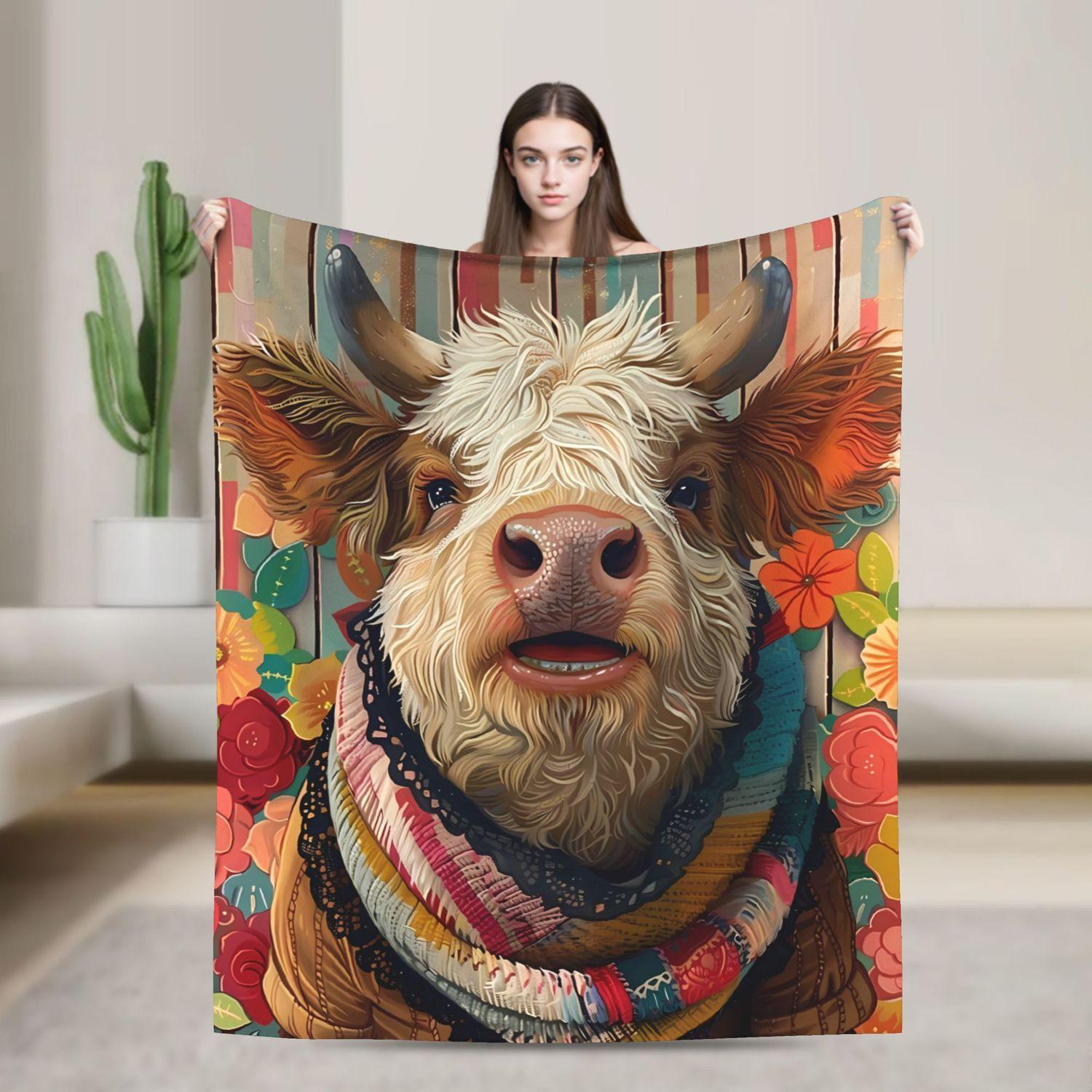 Cute Funny Pig Print Blanket - Super Soft 280gsm Animal Lover Throw 70x100cm