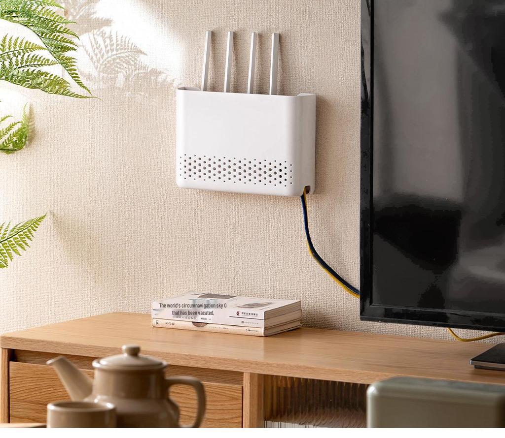 Punch-Free Wall-Mounted WiFi Router Storage Shelf for Living Room