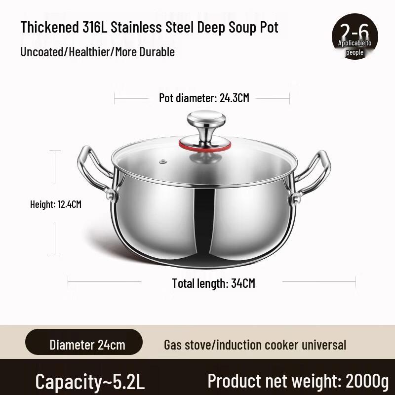 

Zhishi Food-Grade 316L Stainless Steel Soup Pot