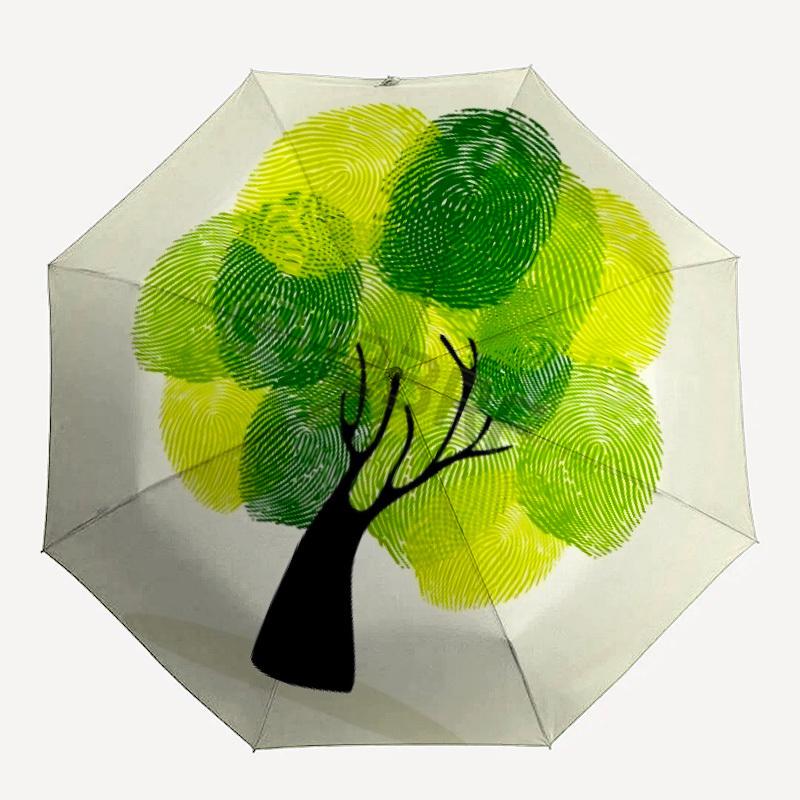 

1pc Fingerprint Tree Automatic Open/Close Umbrella Compact Folding Umbrella, All-Season Portable Umbrella for Women/Men F1124252