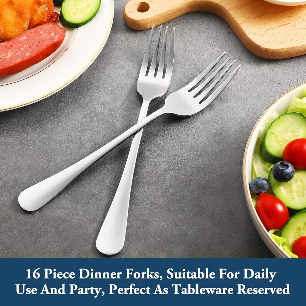 Dinner Forks Set of 6 Food Grade Stainless Steel Silverware Forks Mirror Finish Salad Forks, Use for Home,Kitchen or Restaurant, 8 Inches