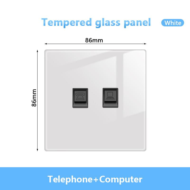 White LED Indicator Light Switch Panel Glass Piano Key Self-reset Wall Switch socket,UK FR EU Universal USB Electrical Outlet