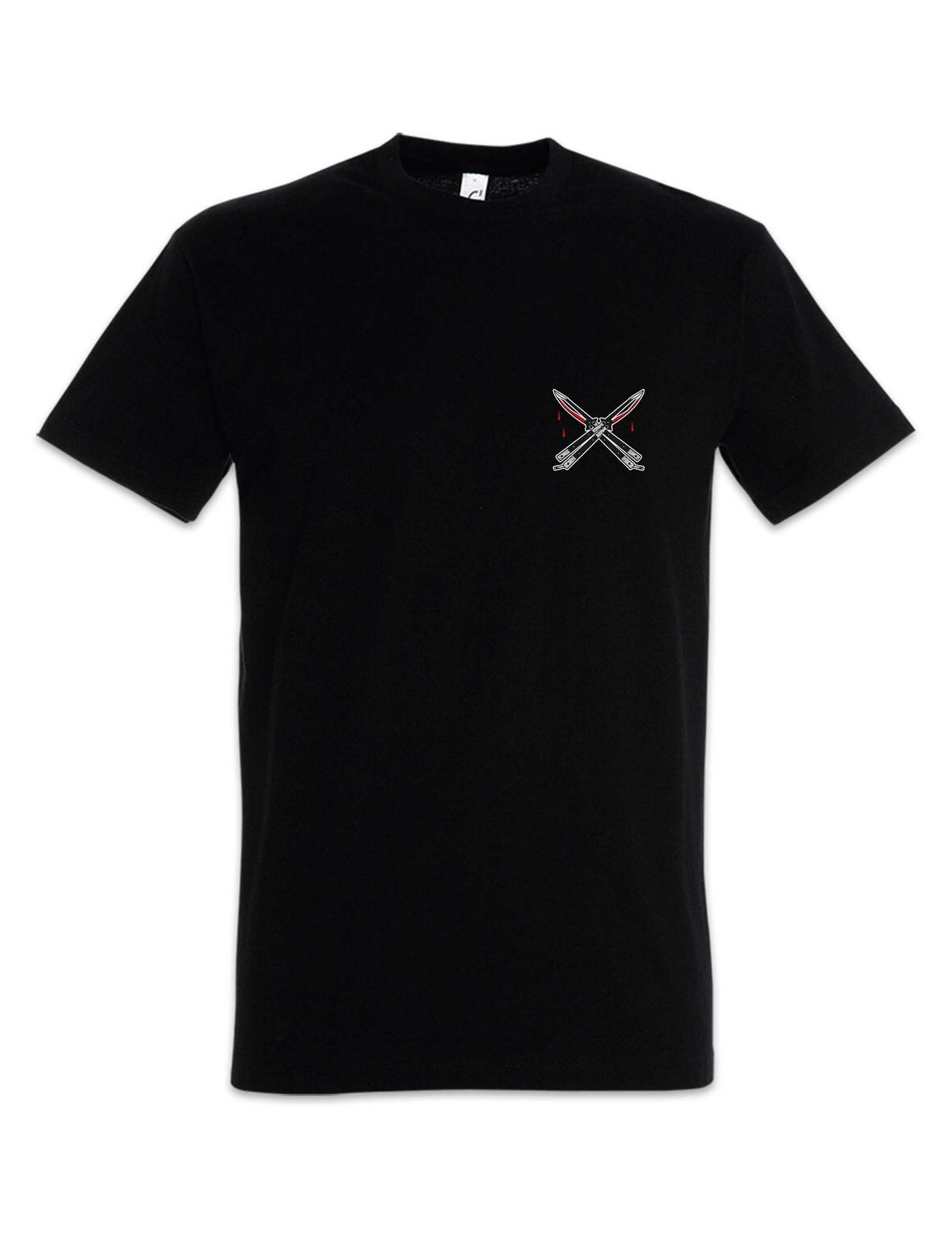 Crossed Butterfly Knifes T-Shirt Mens Womens Tees Top Dagger Blood Tattoo Artist Oldschool XL