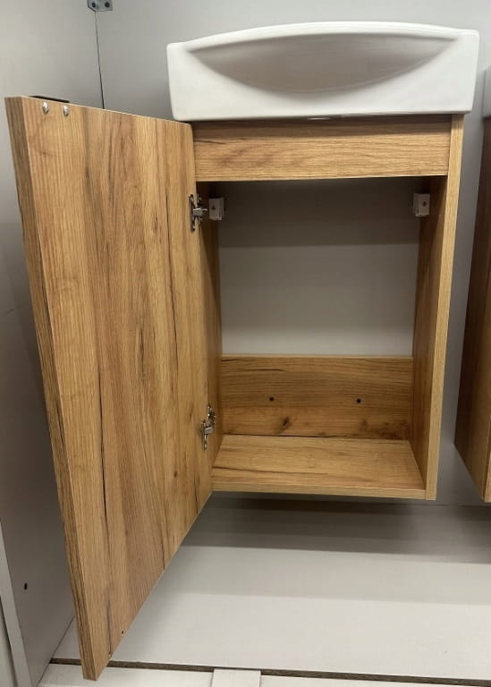 Bathroom Cabinet with Washbasin 60x40 Cm, Hanging, Craft Oak, with Black Parma Tap