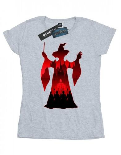 T-shirt in cotone con silhouette Minerva McGonagall da donna/signora di Harry Potter XXL grigio