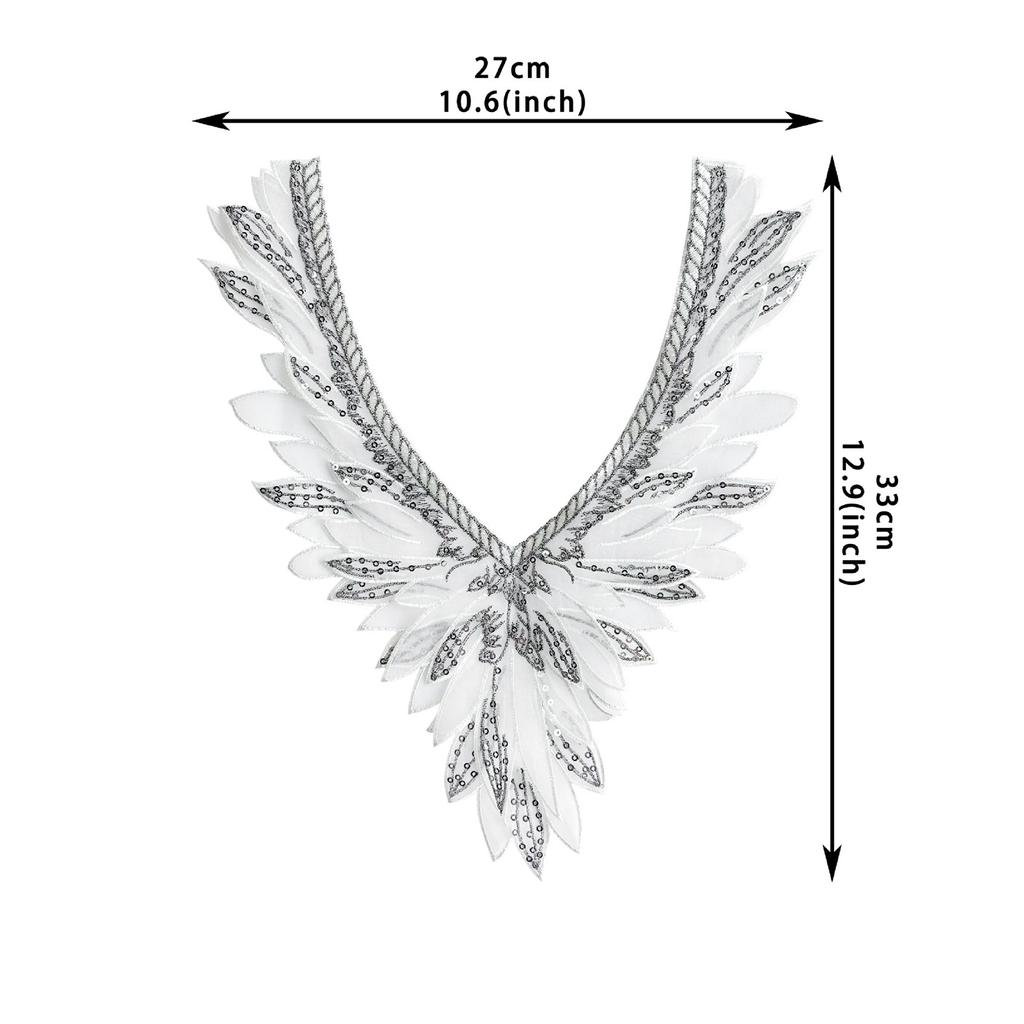 Professionelle Engelsschwingen-Stickerei Abnehmbarer Kragen Doppellagige Organza-Halsverzierung Für Tägliche Outfits