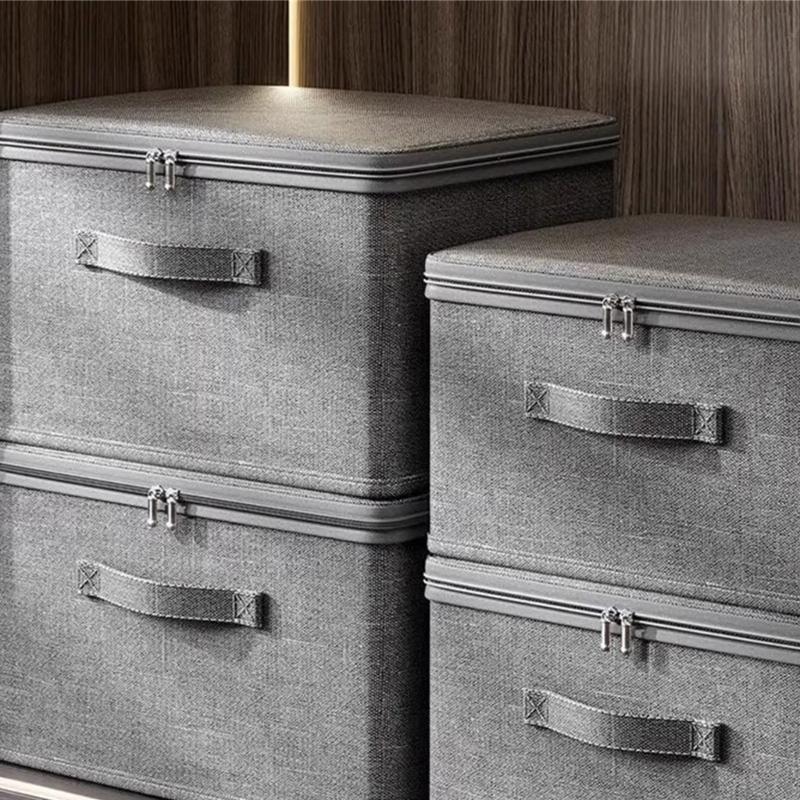 Modern Cloth Storage Container With Easy Access Lid Fabric Storage Bin For Seasonal Clothing And Household Items