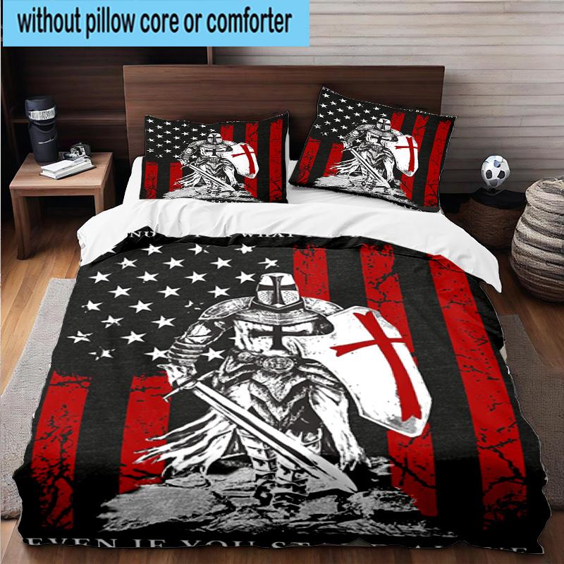 3PCS Knightly Crusader Armor 3pcs Bedding,Including 3PCS Duvet Cover And 2pcs Pillowcases Perfect for Christmas,Ideal for Bedroom, Dormitory