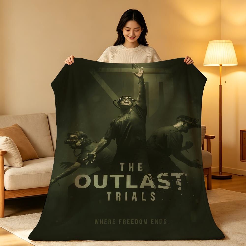 Game T-The O-Outlast T-Trials Throw High-Density Short Plush Blanket Soft Skin-Friendly for Sofa Nap Air-Conditioned Room