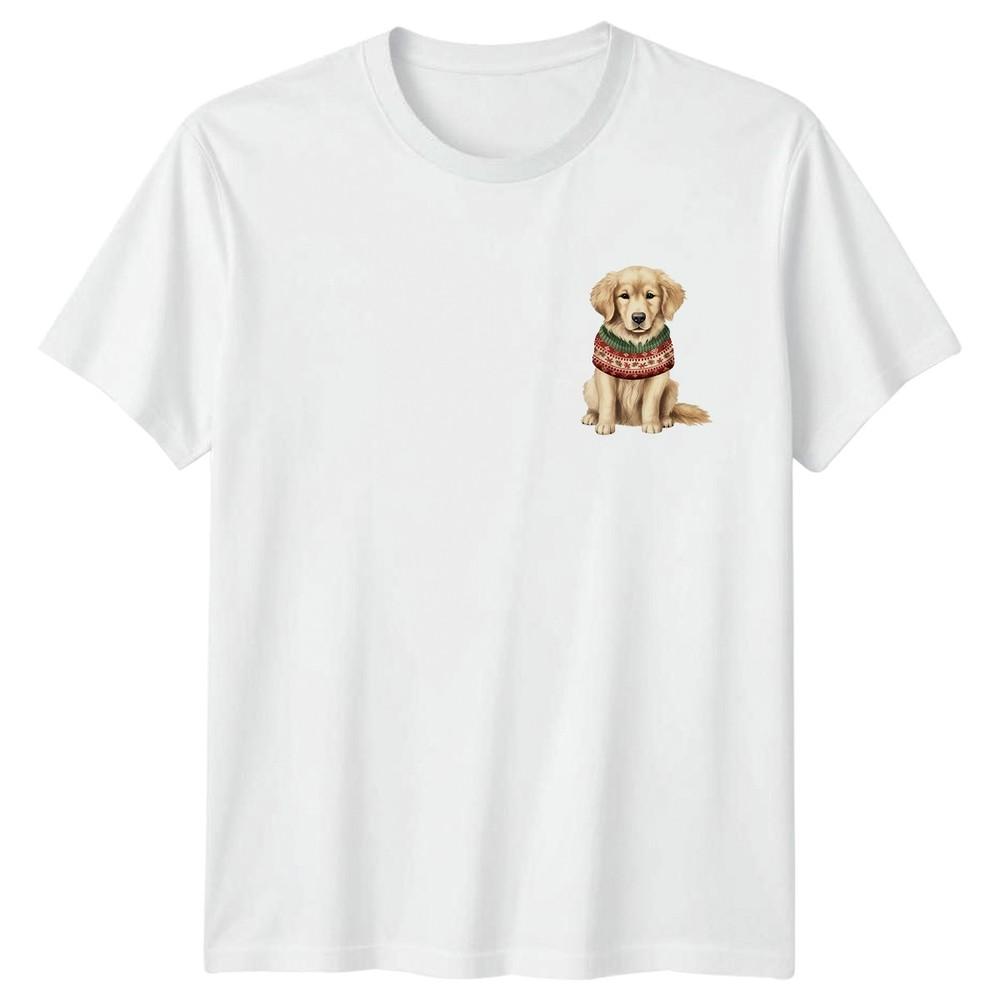 Golden Retriever Puppy Dogs Christmas Animals Holiday Unisexs Unisexs Graphic Tee S