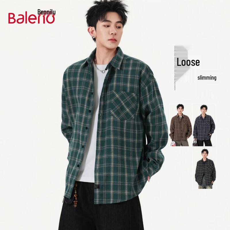 Baleno Plaid Casual Long Sleeve Shirt 4XL