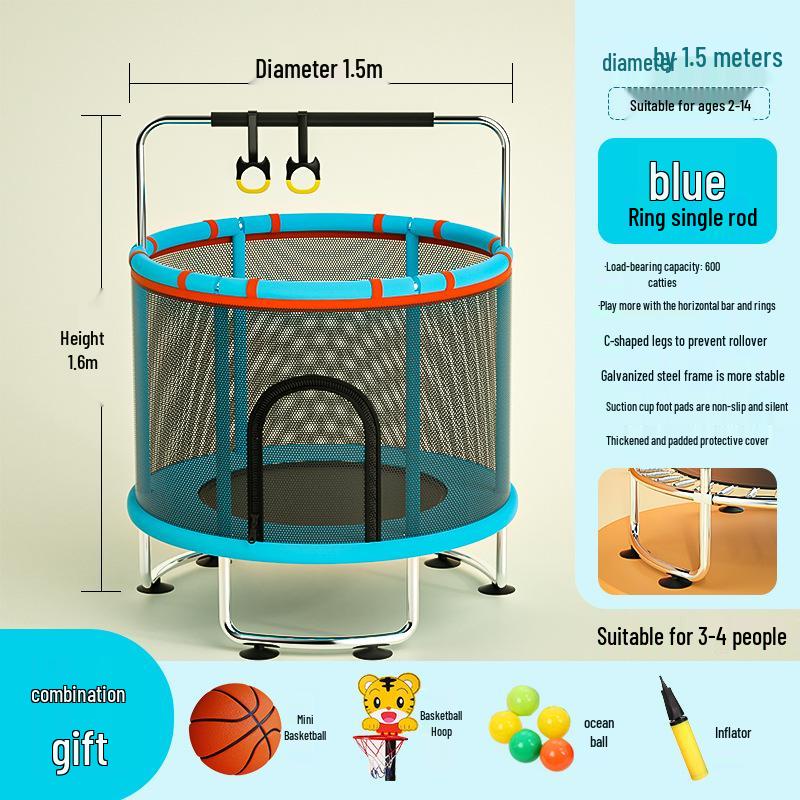Indoor Family Trampoline with Safety Net for Kids and Adults