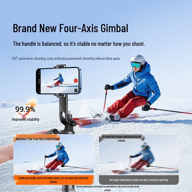 360° Rotating Aluminum Selfie Stick Tripod with Anti-Shake and Universal Live Streaming Holder