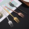 6Pcs/Set Gold Fork Set Tea Cake Snack Fork Dinnerware Cutlery Matte Stainless Steel Tableware Dessert Fruit Fork Silverware Set