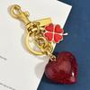 Love Heart Four Leaf Clover Keychain With Glitter Resin Metal For Fashion Bags And Gifts