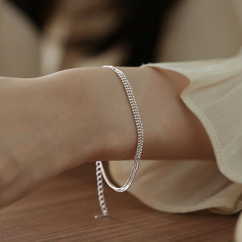 

Minimalist Silver Color Mini Beaded Bracelets for Women Ladies Elegant Gentle Snake Bone Multi Layer Bracelets Jewelry Wholesale