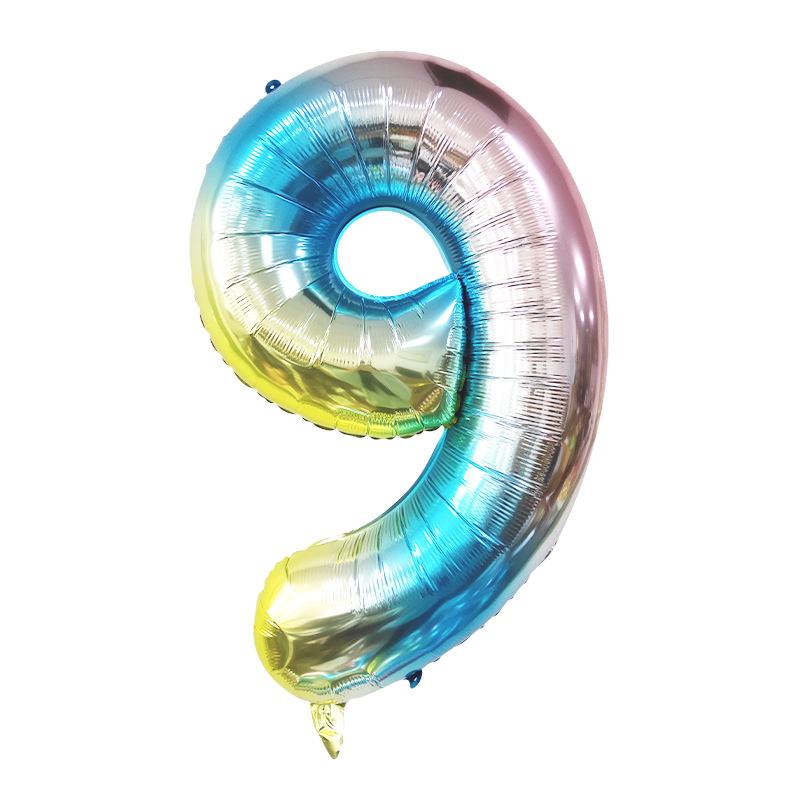 32 Inch Gradual Change Color Aluminum Film Digital, Medium Aluminum Film Digital Balloon Birthday Party Holiday Decoration