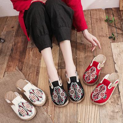 New Arrivals Ethnic Cool Slippers Women, Retro Tribal Style Embroidered Women's Shoes, Hand-woven Shoes