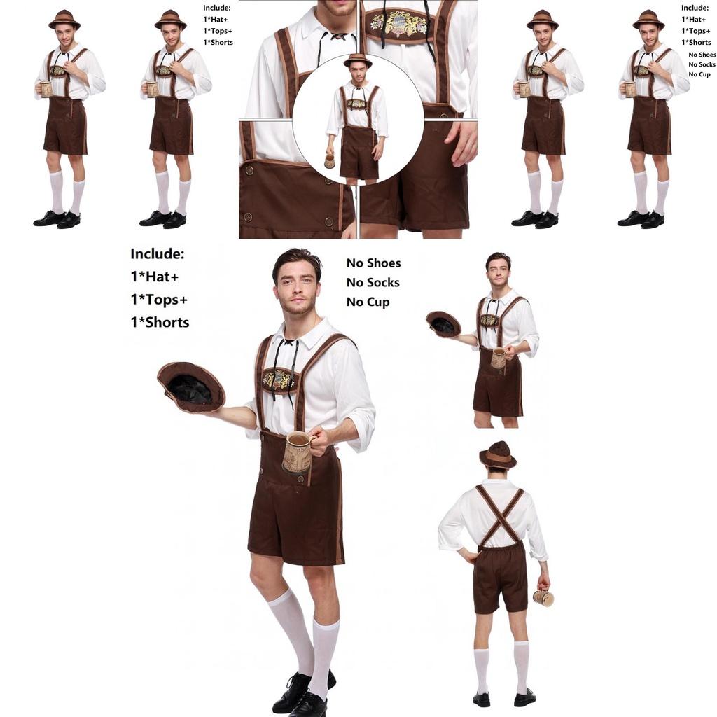 Stilvolle Herren Oktoberfest Kleidung Cosplay Kostüm Mit Einfarbigem Hemd Und Hosenträgern