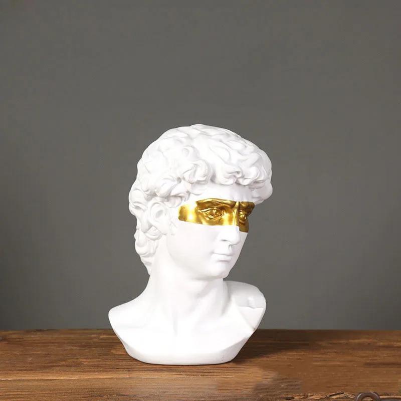 Greek Mask David Bust Statue Resin Classic Roman Sculpture Modern Art Home Office Study Room Bookshelf Decor Collection Gifts