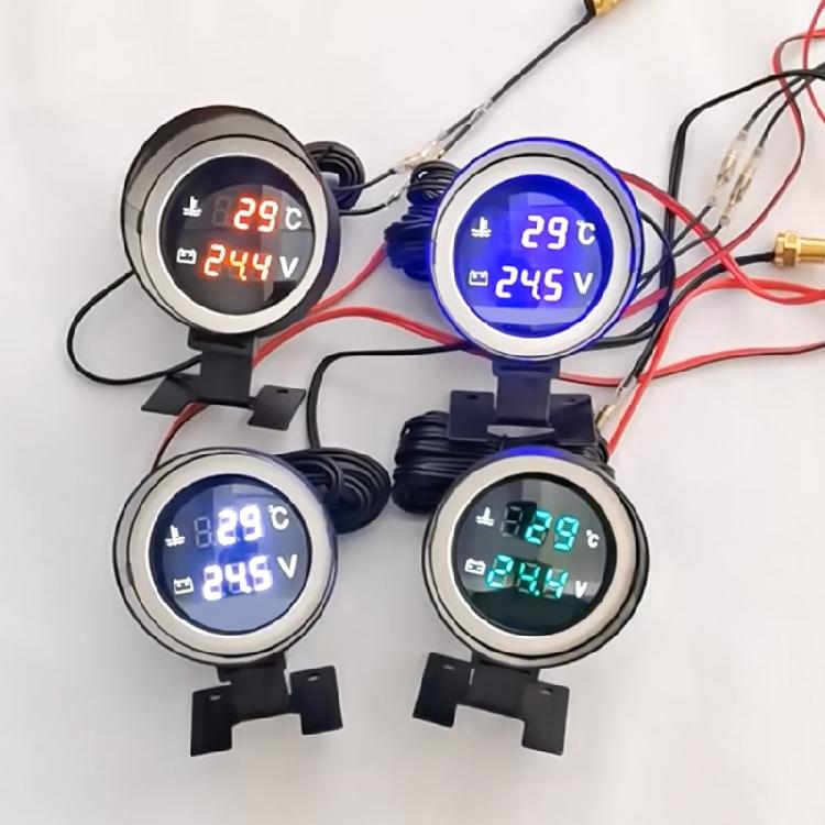 2in1 Vehicles Digital Gauge 12/24V Universal Truck Car LED Voltmeter
