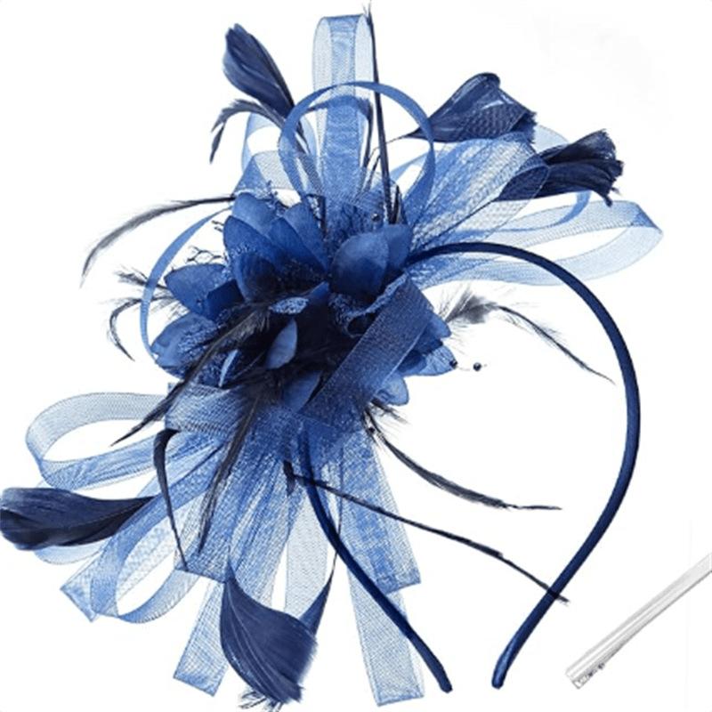 European and American feather headgear bridal hair accessories mesh yarn head flower top hat wedding decoration headgear head flower wholesale