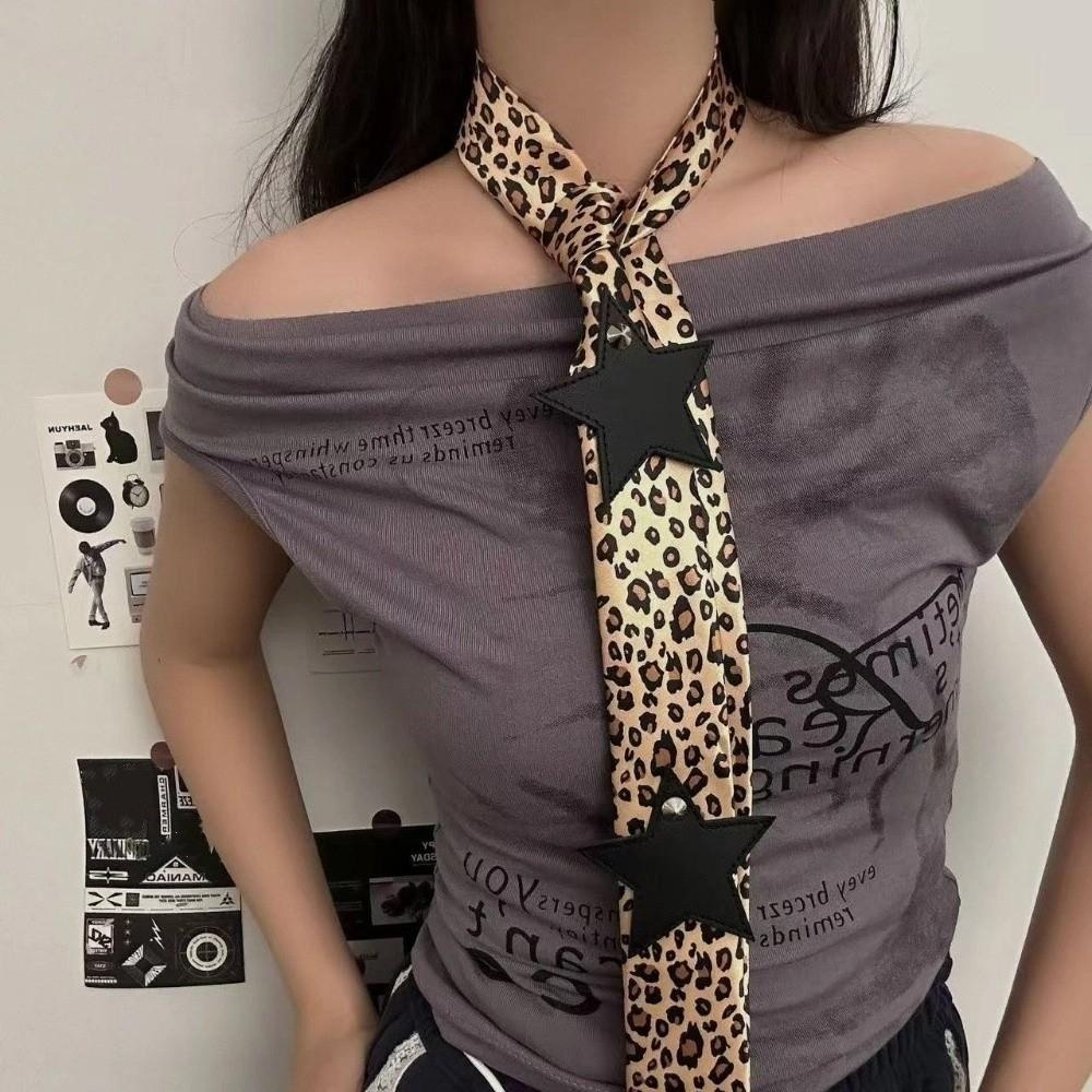 Spicy Girl Leopard Print Scarf Star Long Vintage Scarf Classic Scarf Hairband  Daily Wear