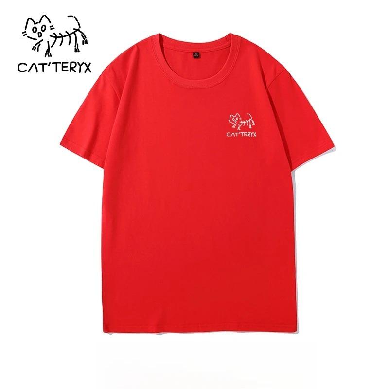 CAT TERYX Short-sleeved T-shirt Men's and Women's Fun Trendy Brand Pure Cotton Loose and Cute Cat Couple Casual Half-sleeved Top