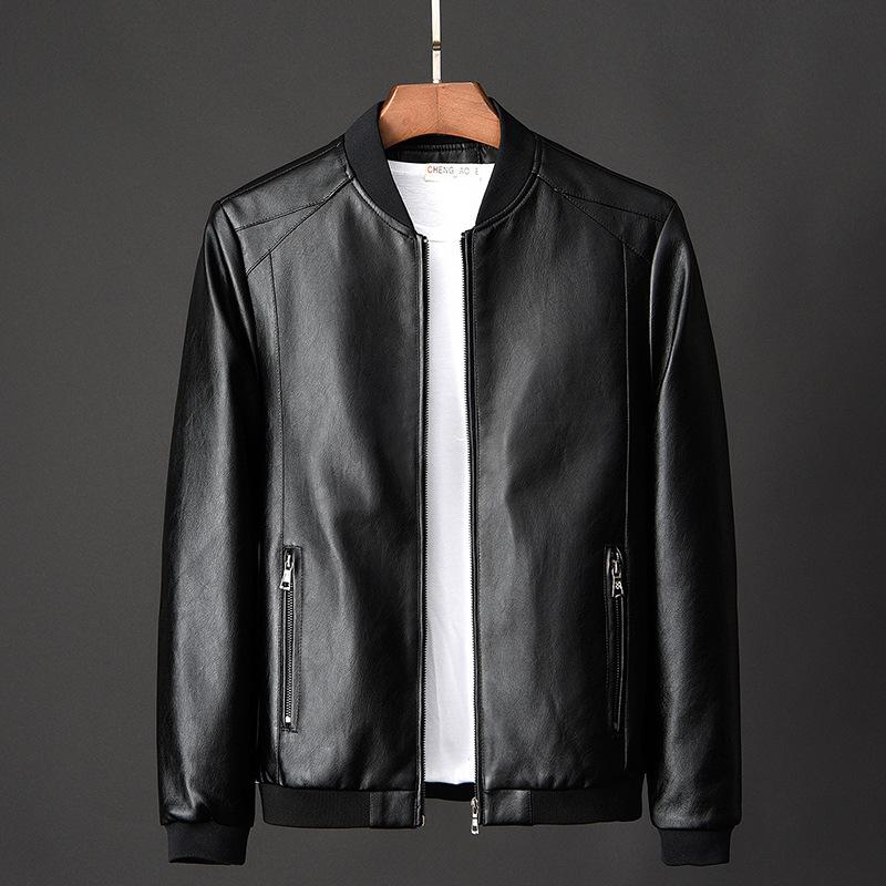 2023 Men's Slim Korean Style Leather Motorcycle Jacket - Trendy, Handsome, Casual Spring & Autumn Wear
