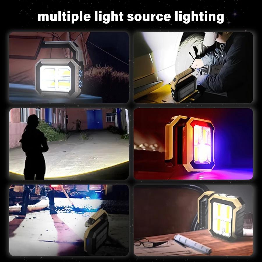 Portable Handheld Flashlight Solar Charger High-power Emergency Lighting Searchlight Waterproof Outdoor Maintenance Work Light