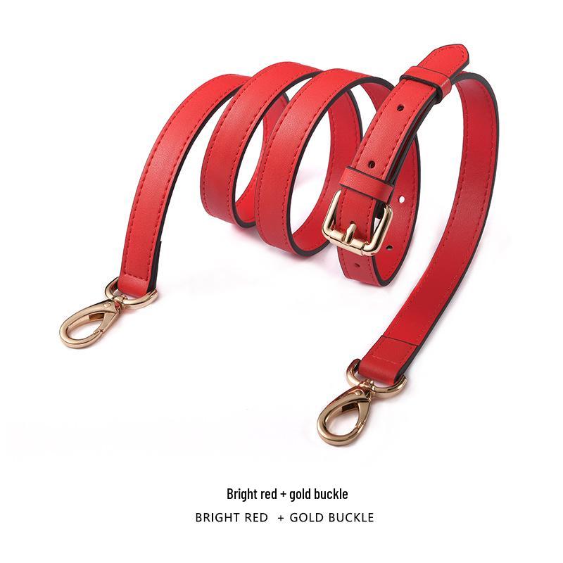 Adjustable Genuine Leather Crossbody Bag Strap - Thin Plain Weave for Women