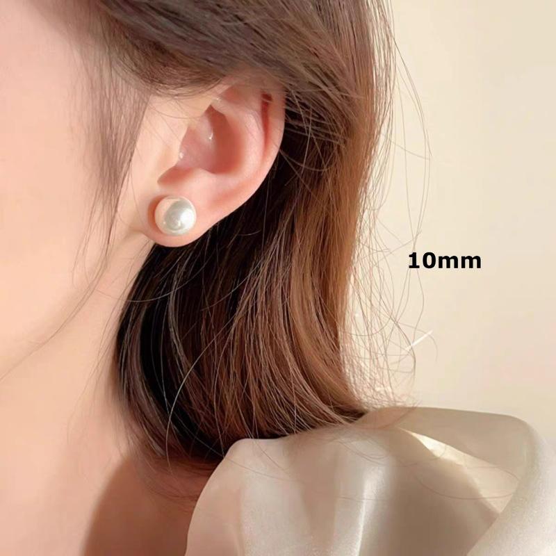 Cherry blossom powder steamed bread pearl stud earrings temperament advanced sense silver bread beads earrings temperament versatile earrings