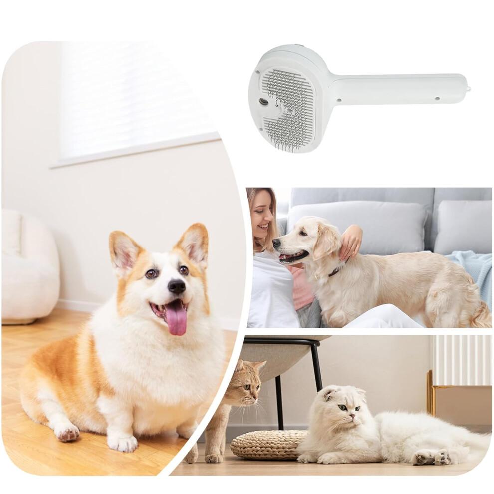 Dampening Cat Care Brush, Gentle Non-Irritating Steam Brush for Cats, Multifunctional Hair Removal Tool, White