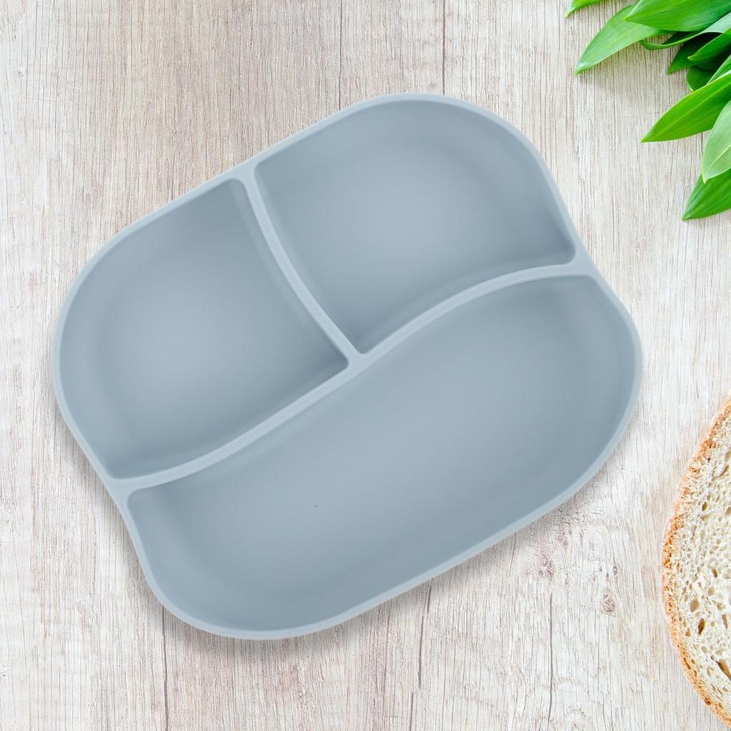 Silicone Divided Plate with Suction Cup Adaptive Food Tray for Elderly and Patients Safe Food-Grade Silicone Anti-Spill Design Flexible Compartments
