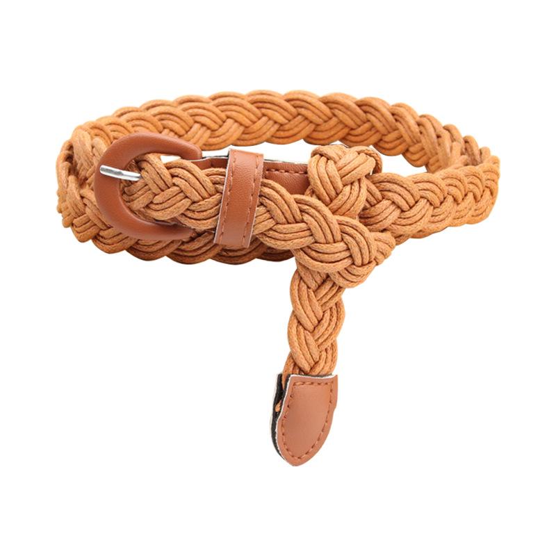 Women's Retro Style Wax Rope Braided Belt with PU Iron Buckle - Fashionable Decorative Belt for All-Match Shirt Dresses