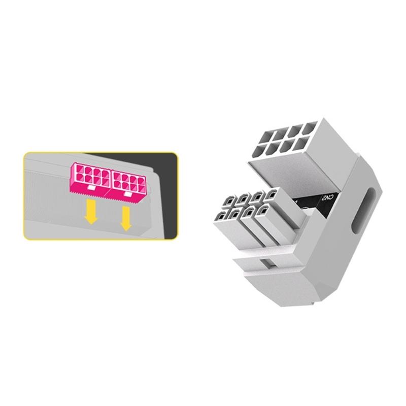 Aluminum 8Pin PCIe GPU Power Adapter 180 Degree Angled Connector Design for Graphics Card Reverse Type Accessories
