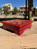 Handmade Indian Chowki Bajot Table: Red Painted Wood Stool