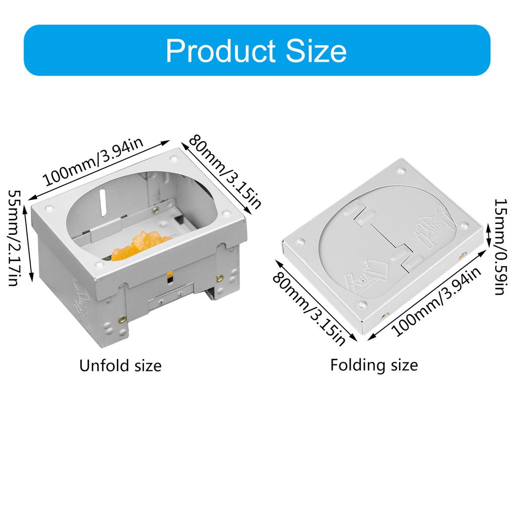 Thickened Camping Stove Solid Fuel Stove for Hiking Camping Picnics Foldable Solid Alcohol Stove with Wind Deflector