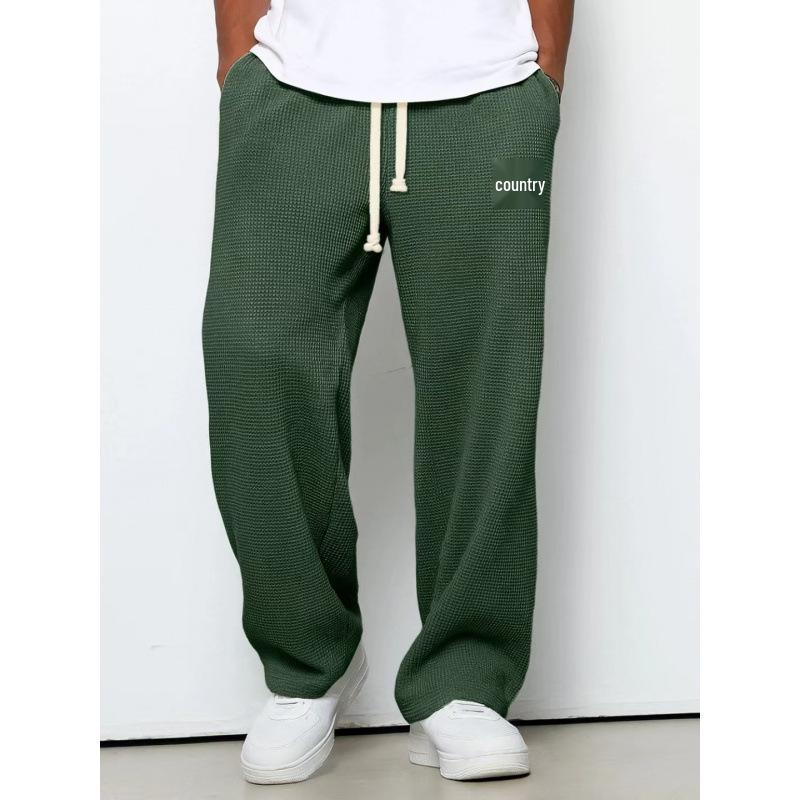 Men s Waffle Casual Loose Straight-Leg Sweatpants - Spring & Autumn Sports Pants 4XL