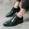 Britain Gentleman Oxfords Men's Black Green Pointed Patent Leather Dress Casual Shoes Wedding Dress Business Homecoming Footwear