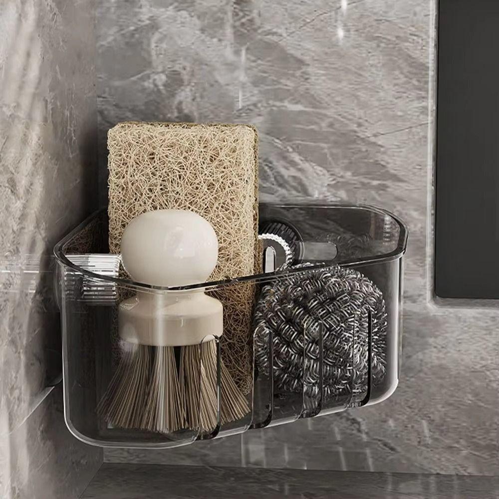 Suction Cup Basin Corner Shelf Rotating Sponge Holder Kitchen Sink Drain Racks  Kitchen Organizer