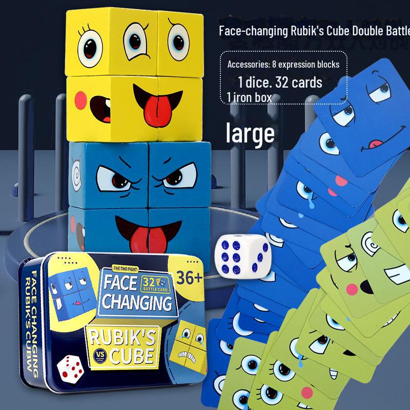 3D Face-Changing Rubik's Cube Building Blocks - Double Challenge Puzzle for Kids and Adults