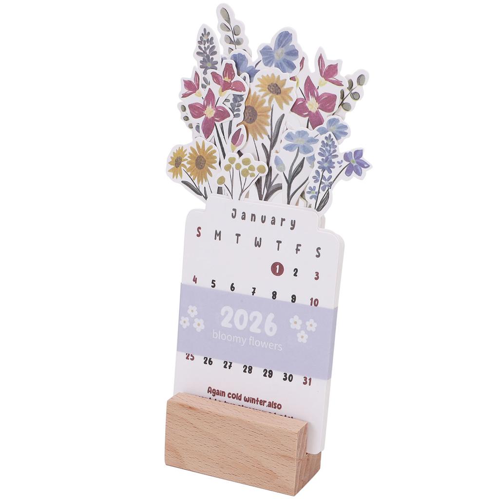 Flowers Desk Calendar 2026 Small Standing Decorative Floral School Desktop Accessories
